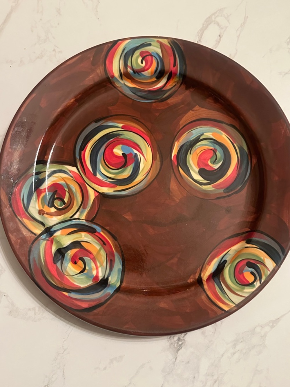 Perfect condition. Gail Pittman brown swirl platter plate. 13.5”